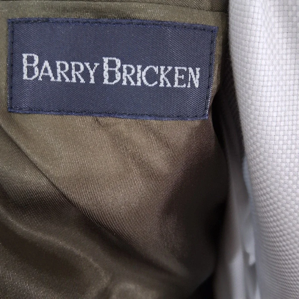 Barry Bricken Blazer Men 42R Brown Herringbone Windowpane Sport Coat Double Vent